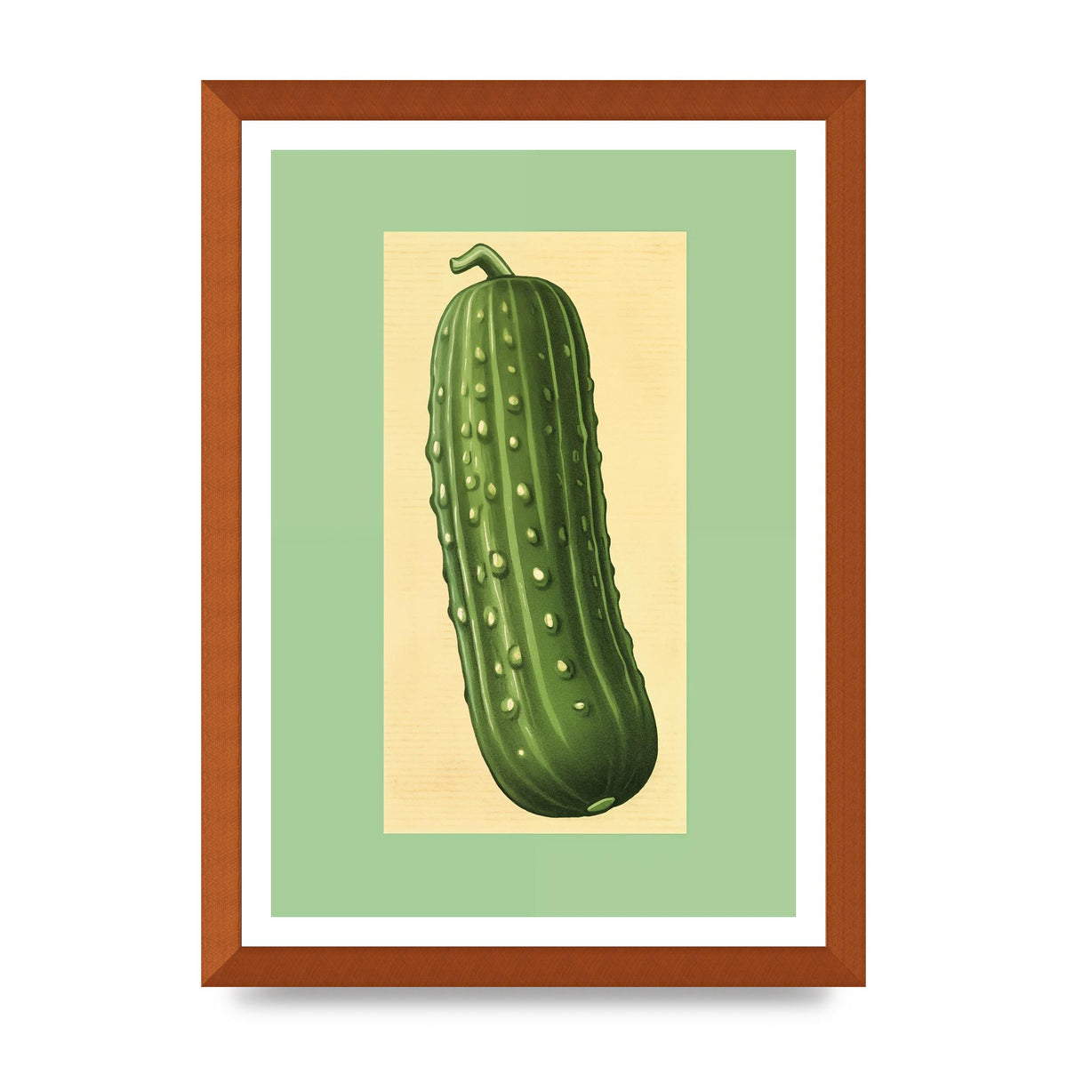 Crisp Textured Green Cucumber Risograph