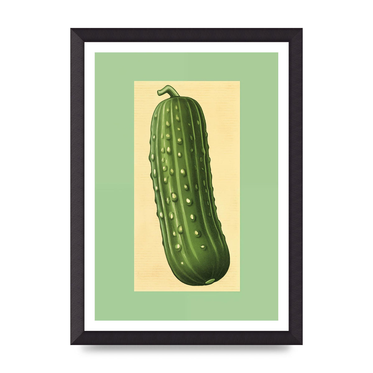 Crisp Textured Green Cucumber Risograph