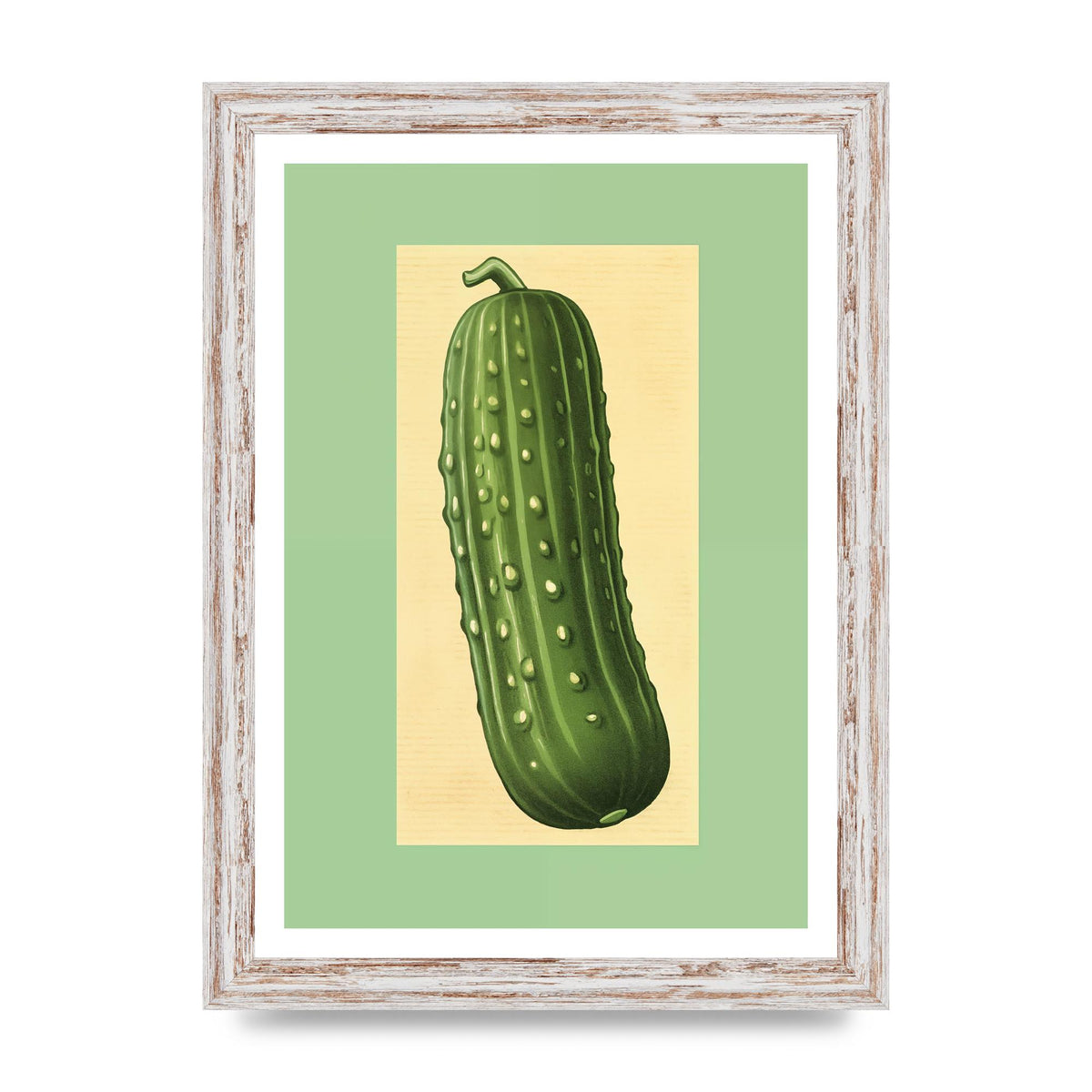 Crisp Textured Green Cucumber Risograph