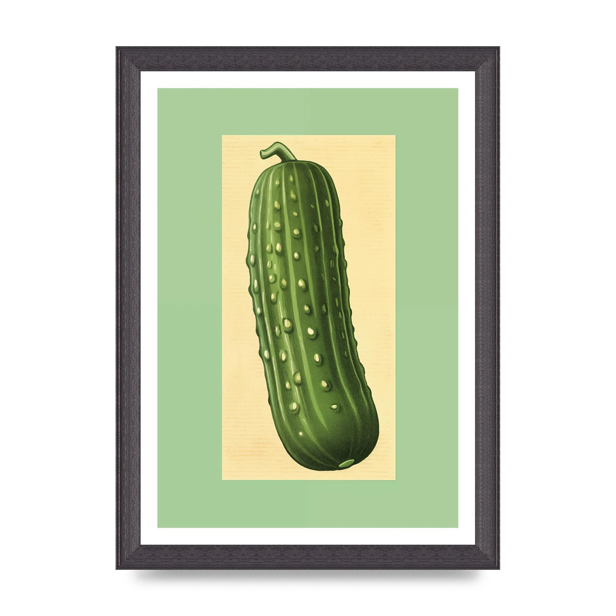 Crisp Textured Green Cucumber Risograph
