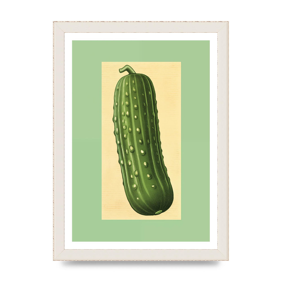 Crisp Textured Green Cucumber Risograph