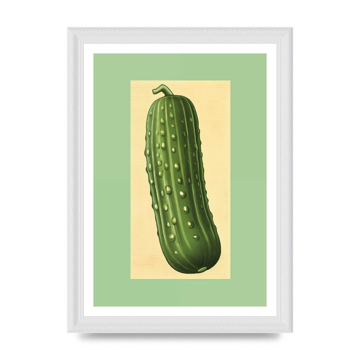 Crisp Textured Green Cucumber Risograph