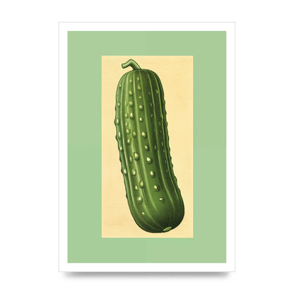 Crisp Textured Green Cucumber Risograph
