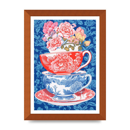 Delicate Floral Patterns on Colorful Cups