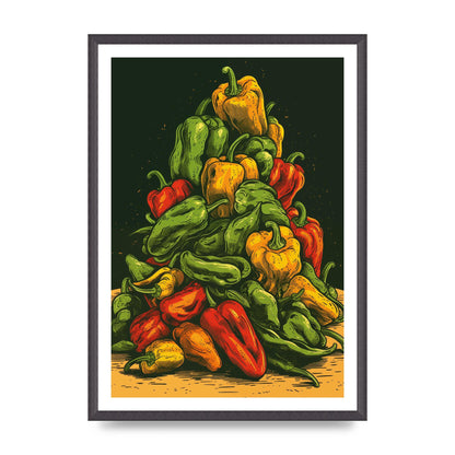 Colorful Risograph Pepper Pile