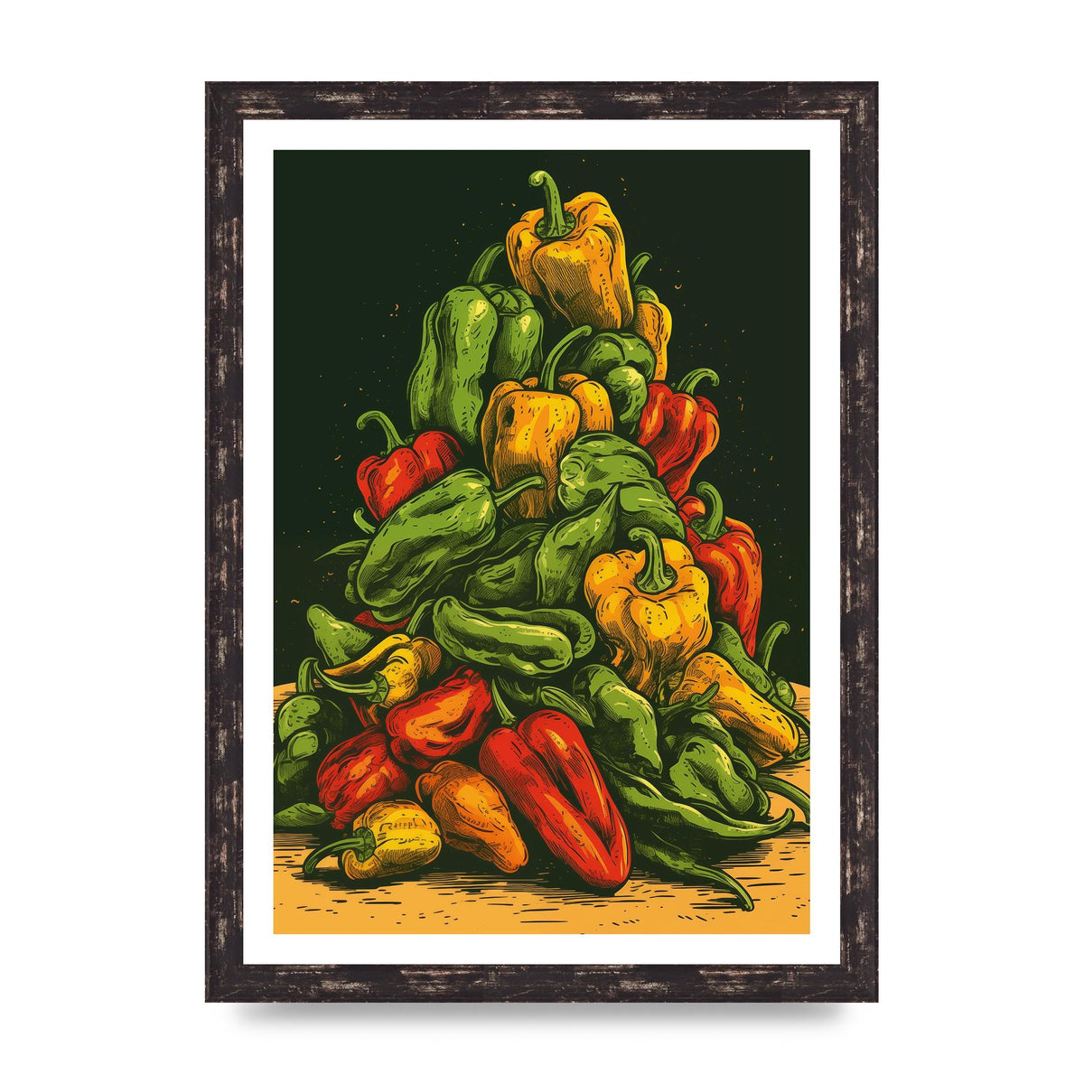 Colorful Risograph Pepper Pile