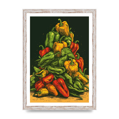 Colorful Risograph Pepper Pile