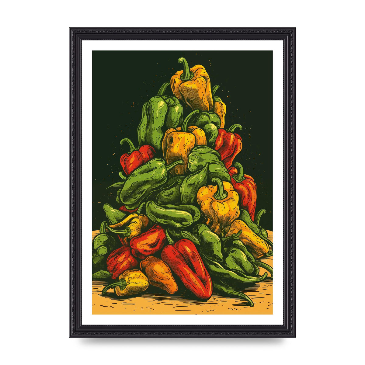Colorful Risograph Pepper Pile