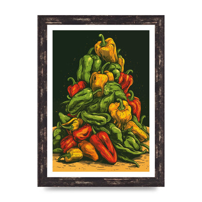 Colorful Risograph Pepper Pile