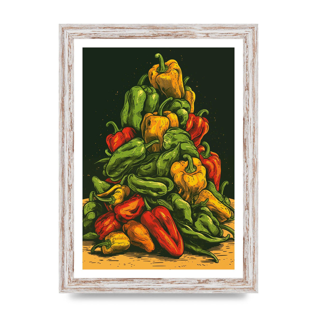 Colorful Risograph Pepper Pile