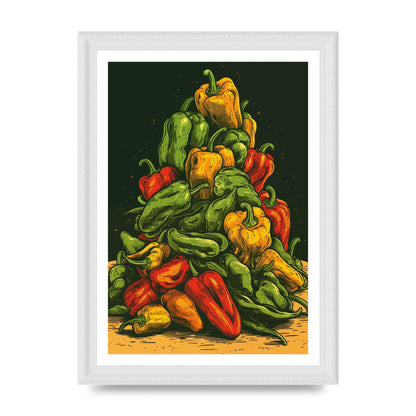 Colorful Risograph Pepper Pile