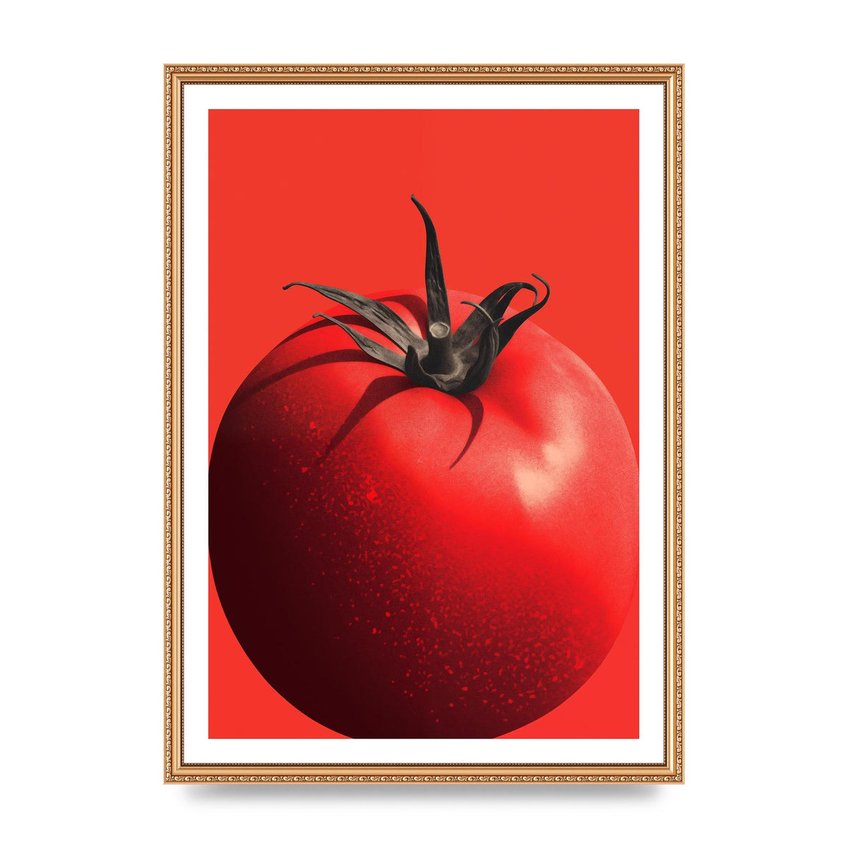 Juicy Textured Red Tomato Risograph