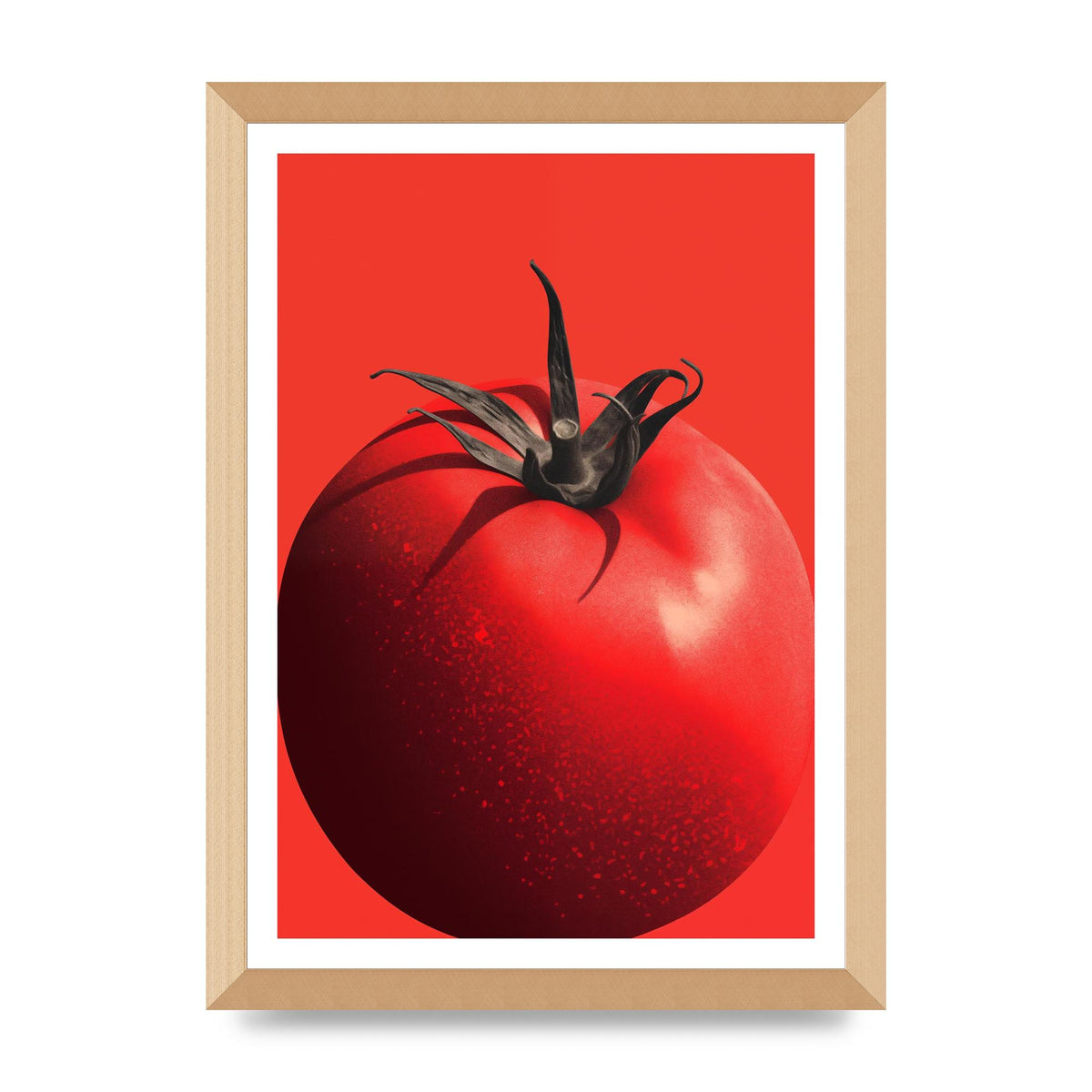 Juicy Textured Red Tomato Risograph