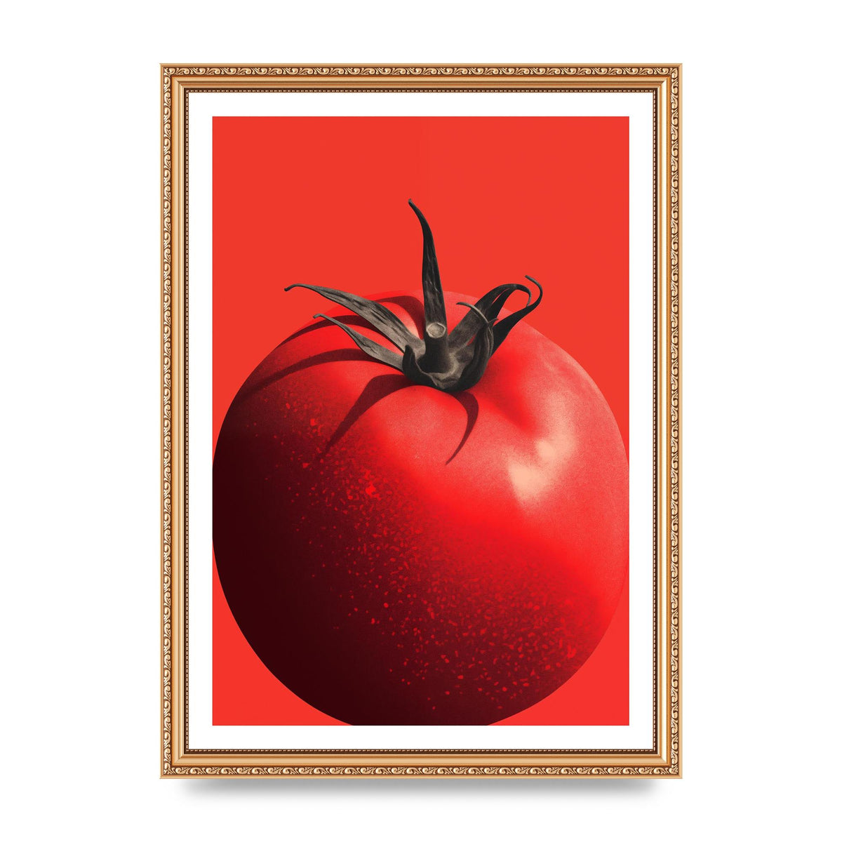 Juicy Textured Red Tomato Risograph
