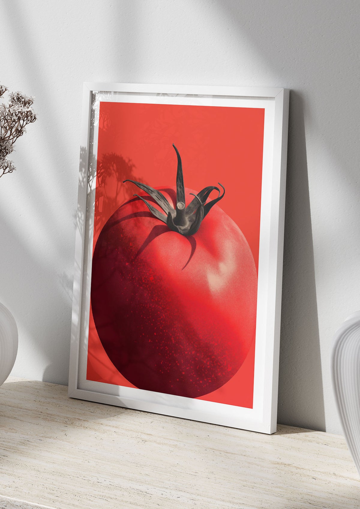 Juicy Textured Red Tomato Risograph