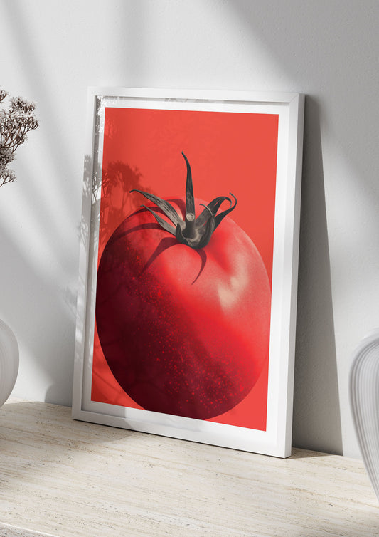 Juicy Textured Red Tomato Risograph