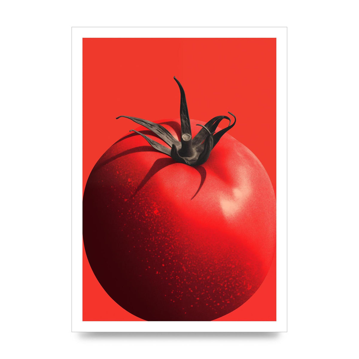 Juicy Textured Red Tomato Risograph
