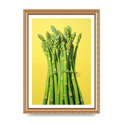 Vibrant Asparagus Bunch Risograph