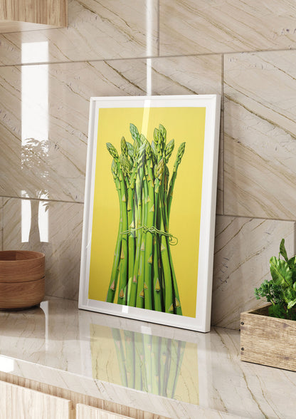 Vibrant Asparagus Bunch Risograph