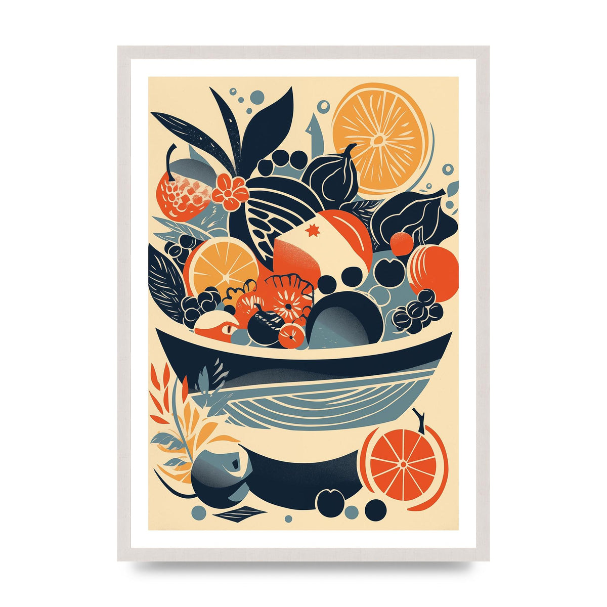 Contemporary Fruit Bowl Risograph