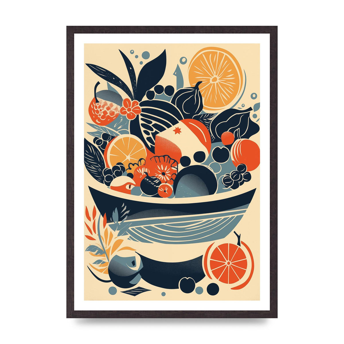 Contemporary Fruit Bowl Risograph