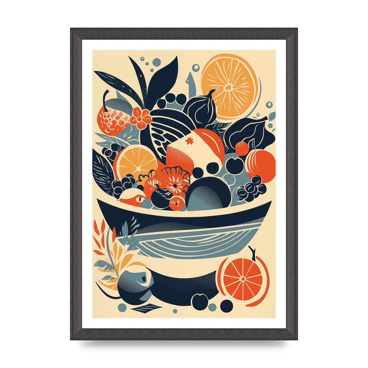Contemporary Fruit Bowl Risograph