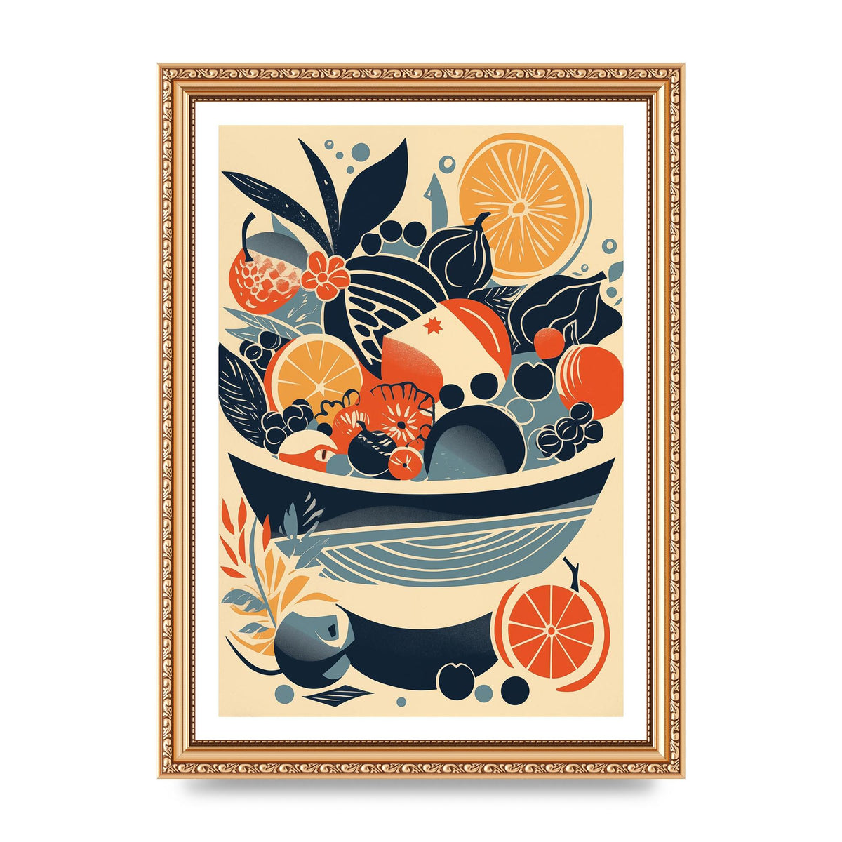 Contemporary Fruit Bowl Risograph