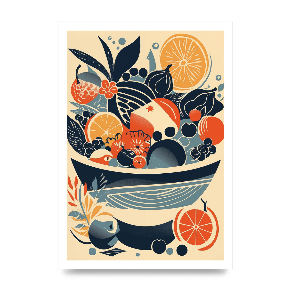 Contemporary Fruit Bowl Risograph