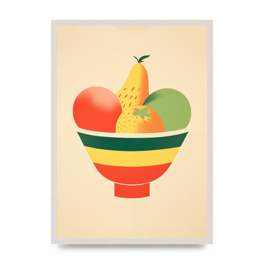Minimalist Fruit Bowl Risograph Print