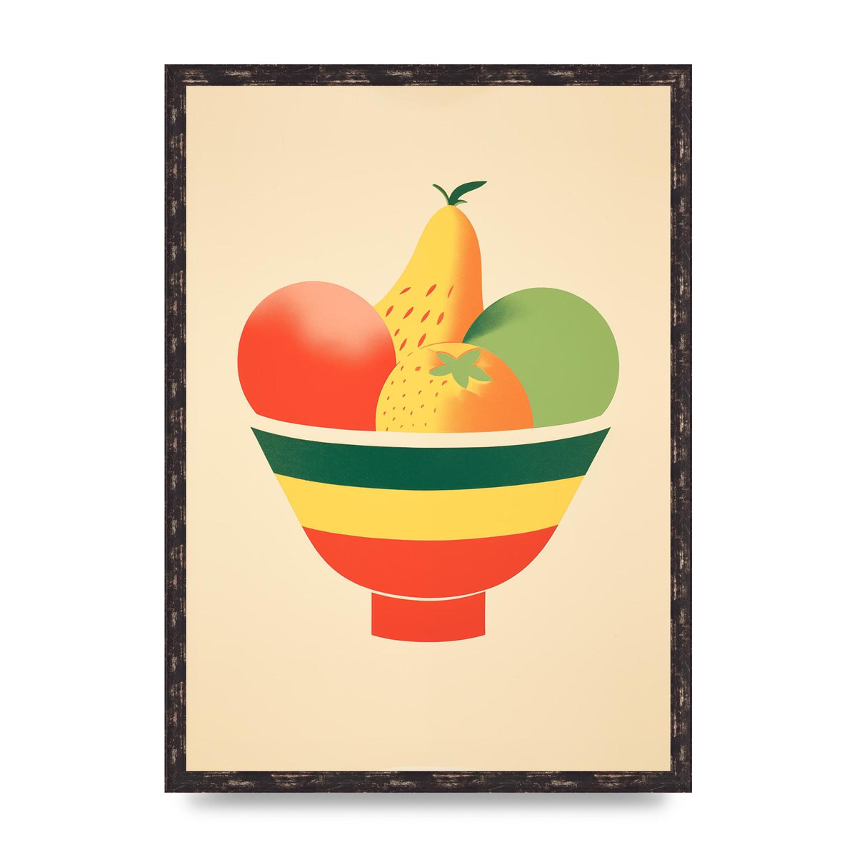 Minimalist Fruit Bowl Risograph Print