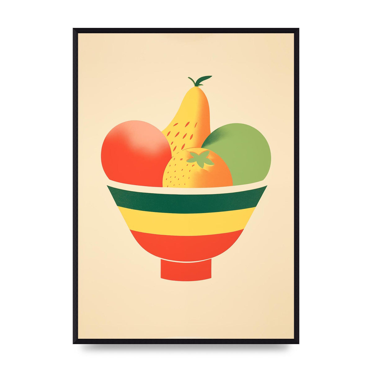 Minimalist Fruit Bowl Risograph Print