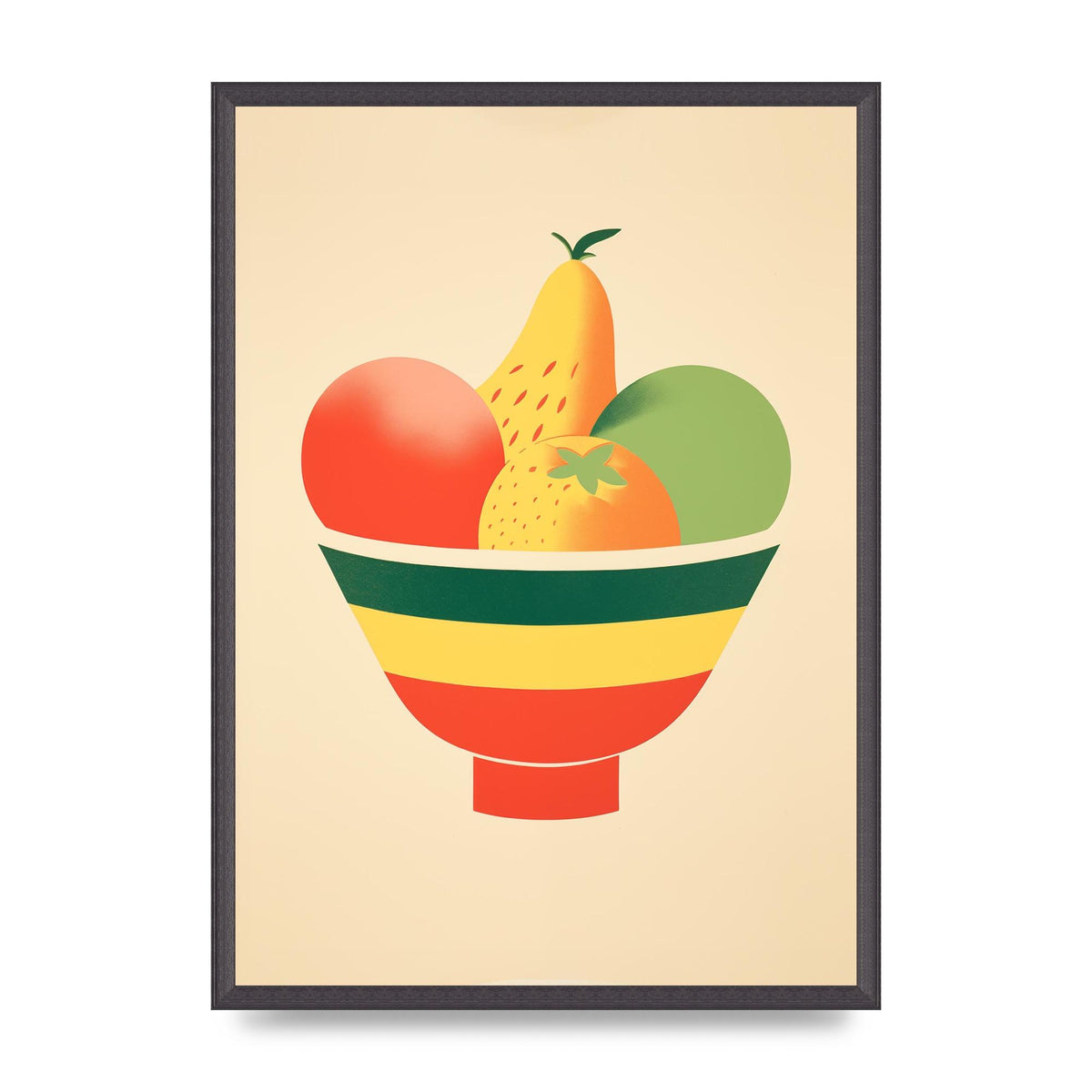 Minimalist Fruit Bowl Risograph Print