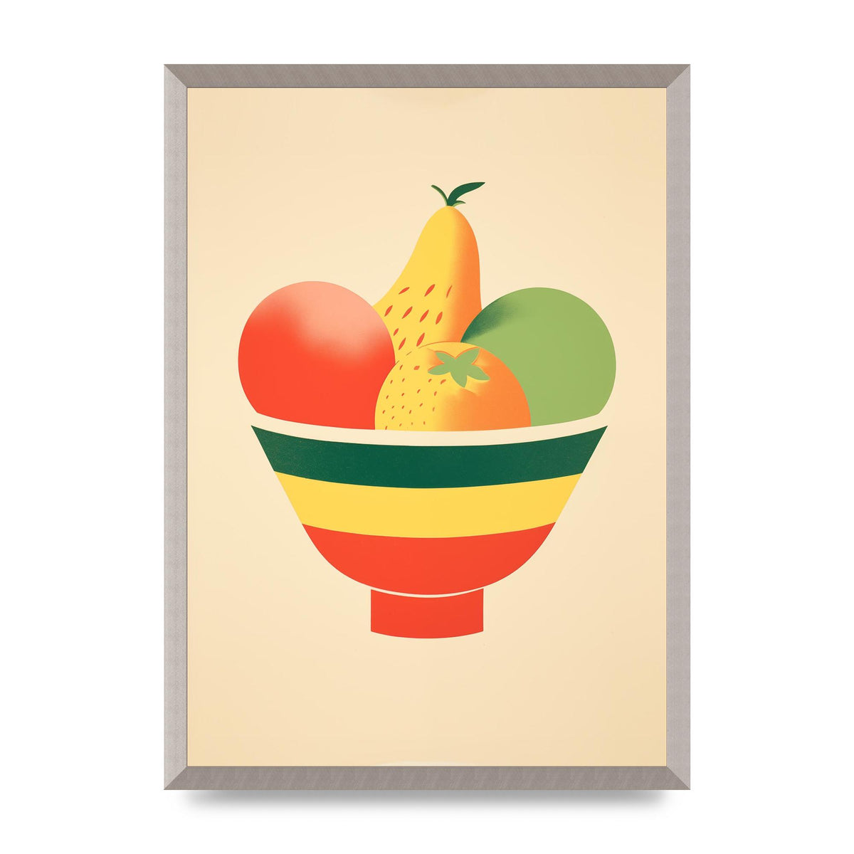 Minimalist Fruit Bowl Risograph Print