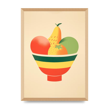 Minimalist Fruit Bowl Risograph Print