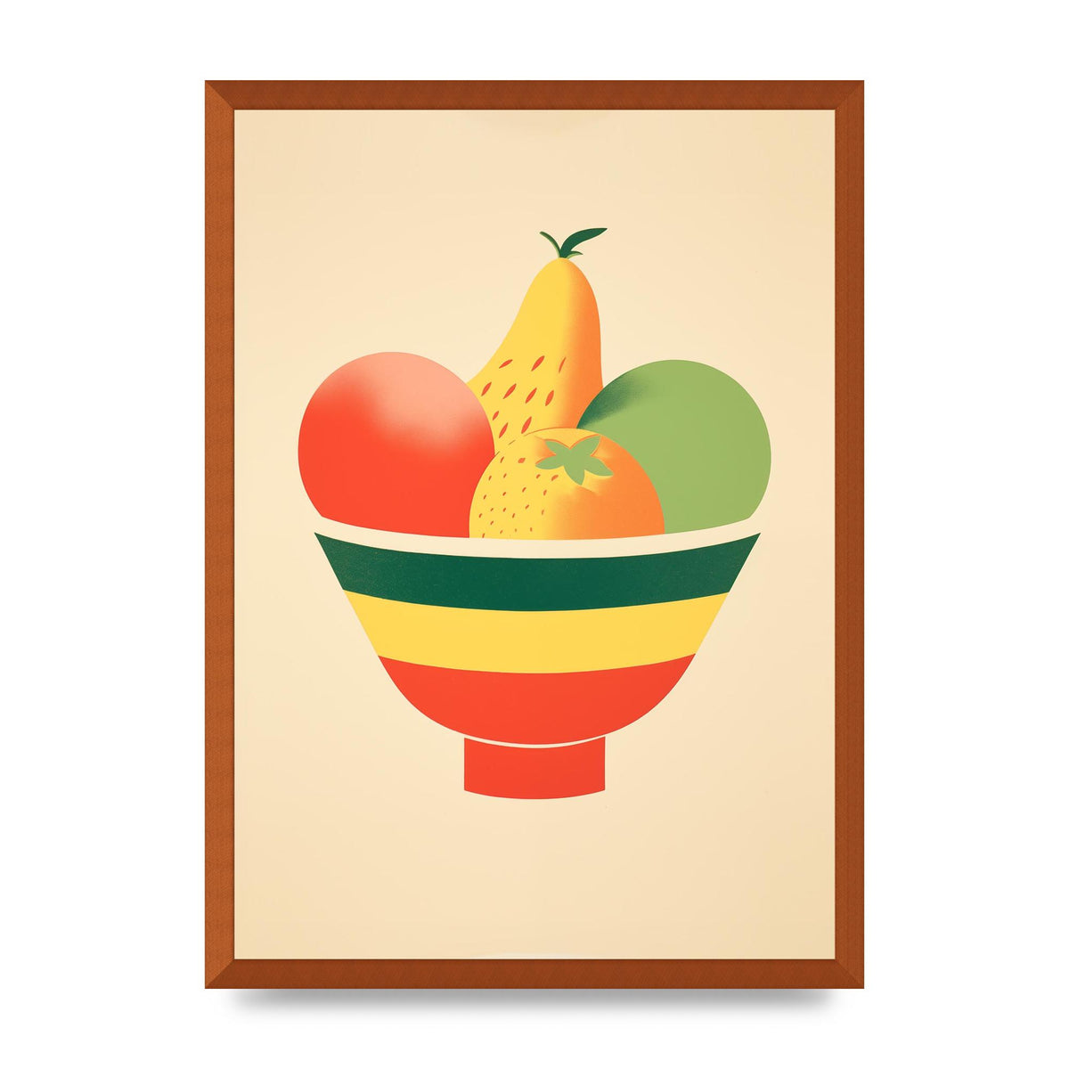 Minimalist Fruit Bowl Risograph Print