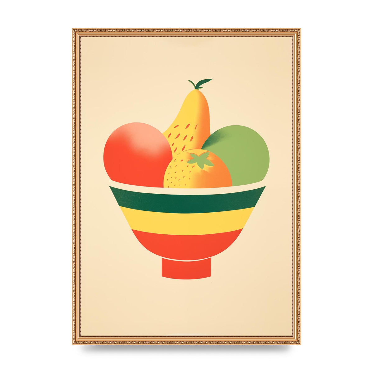 Minimalist Fruit Bowl Risograph Print