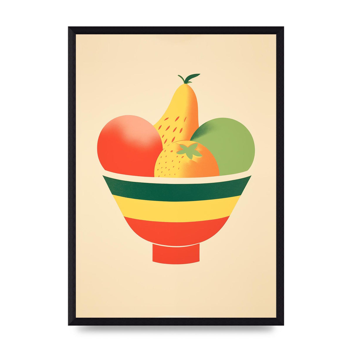 Minimalist Fruit Bowl Risograph Print