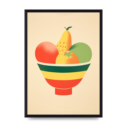 Minimalist Fruit Bowl Risograph Print