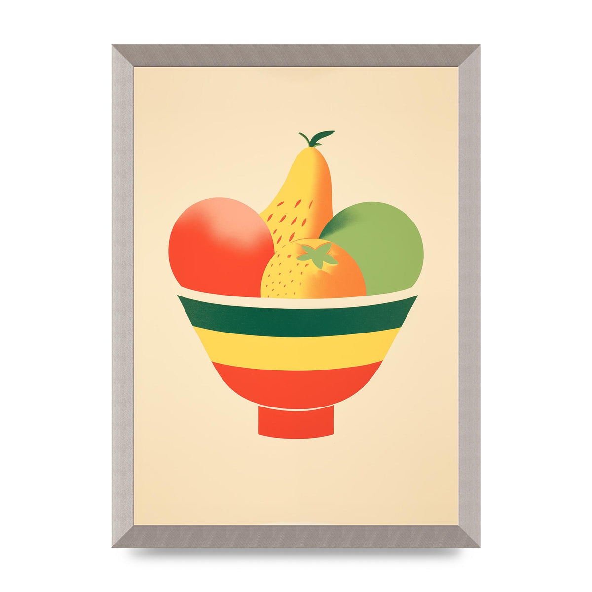 Minimalist Fruit Bowl Risograph Print