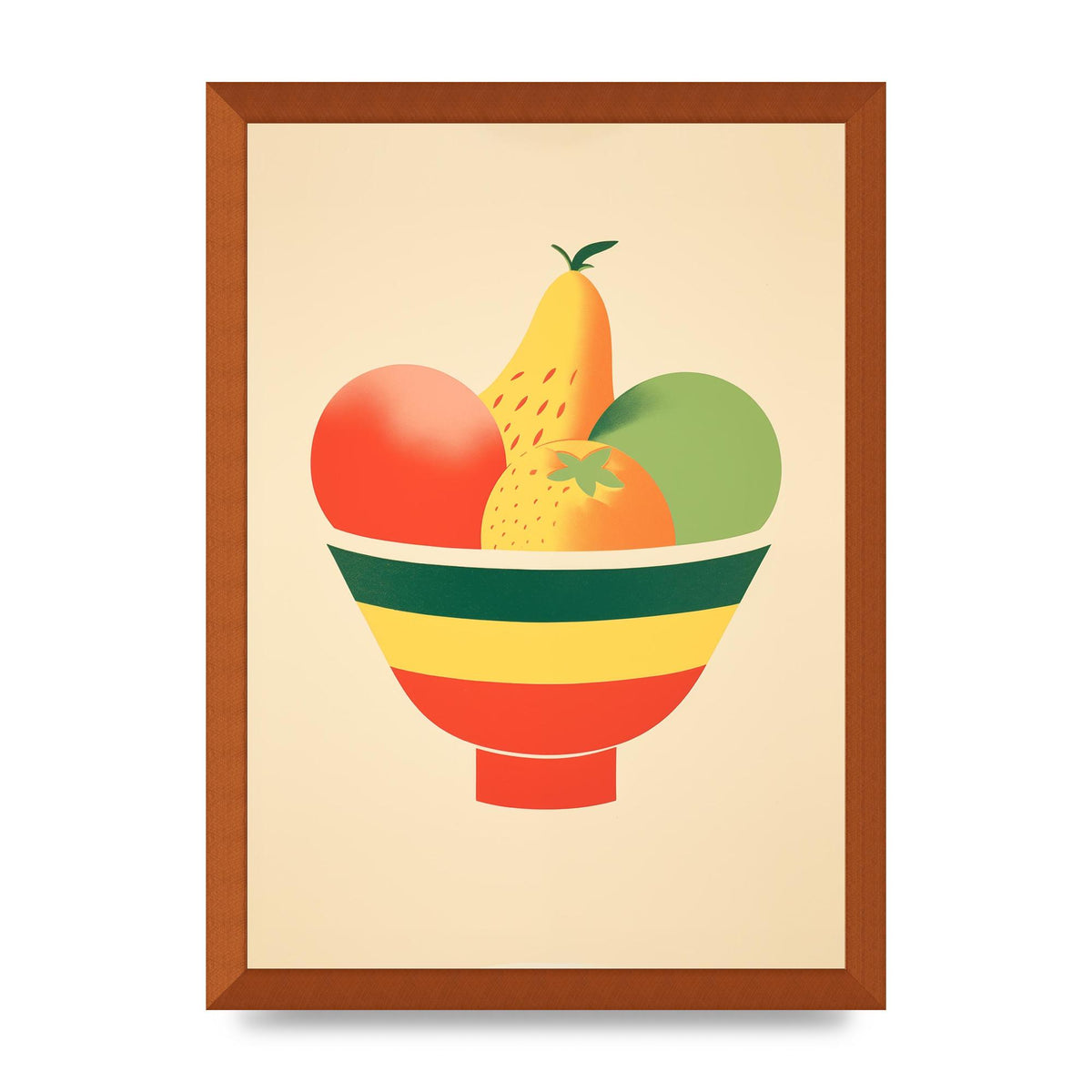 Minimalist Fruit Bowl Risograph Print