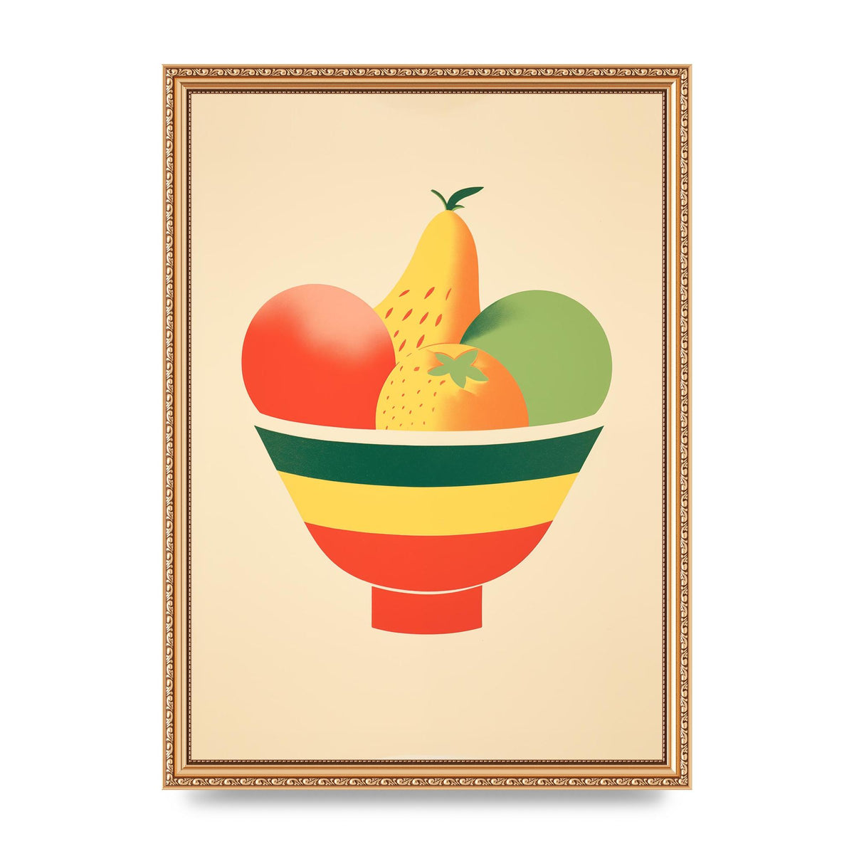 Minimalist Fruit Bowl Risograph Print