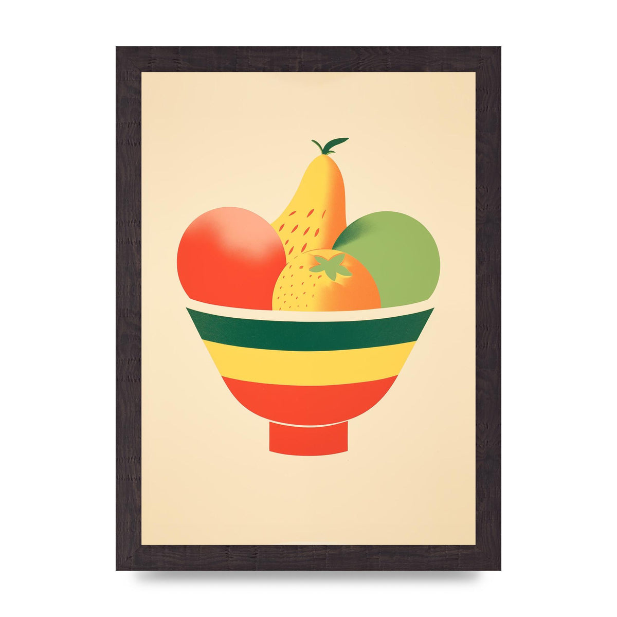 Minimalist Fruit Bowl Risograph Print