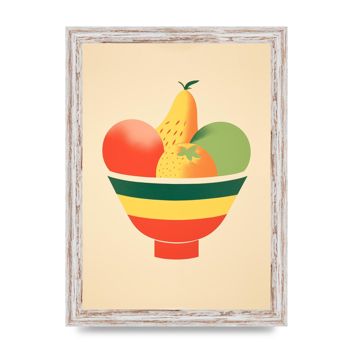 Minimalist Fruit Bowl Risograph Print