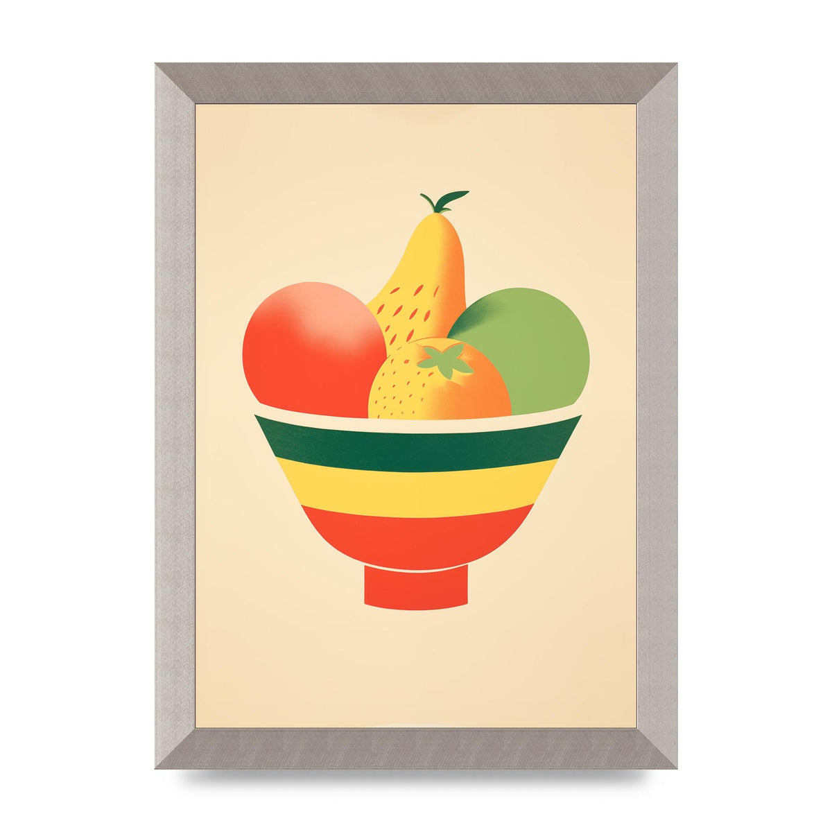 Minimalist Fruit Bowl Risograph Print