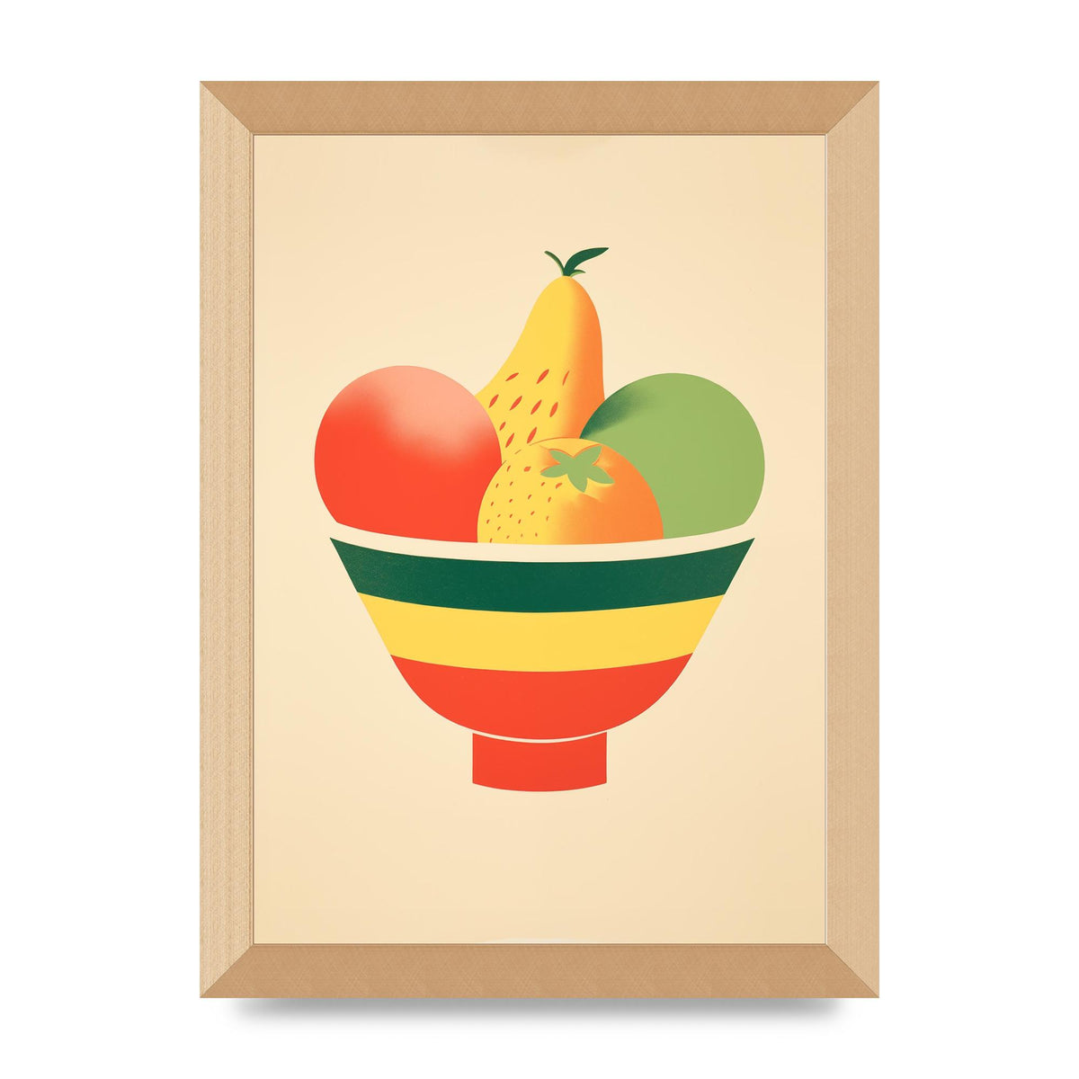 Minimalist Fruit Bowl Risograph Print