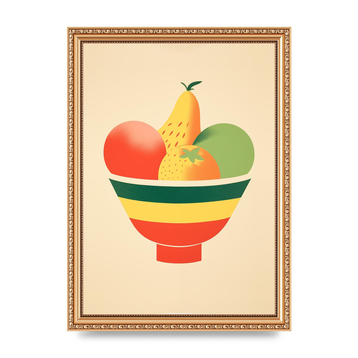 Minimalist Fruit Bowl Risograph Print
