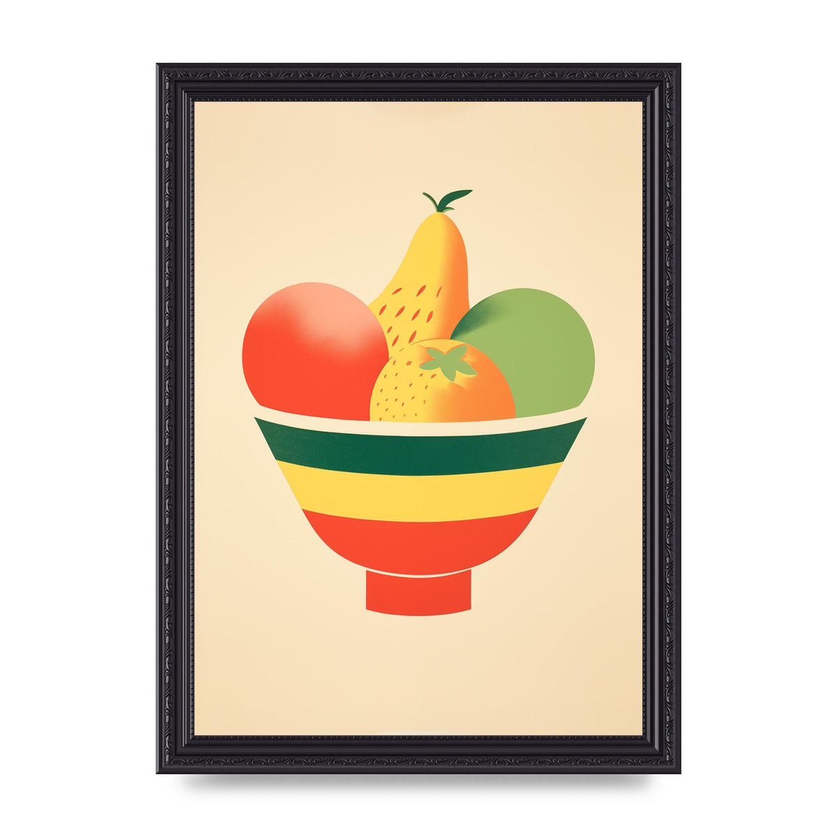 Minimalist Fruit Bowl Risograph Print