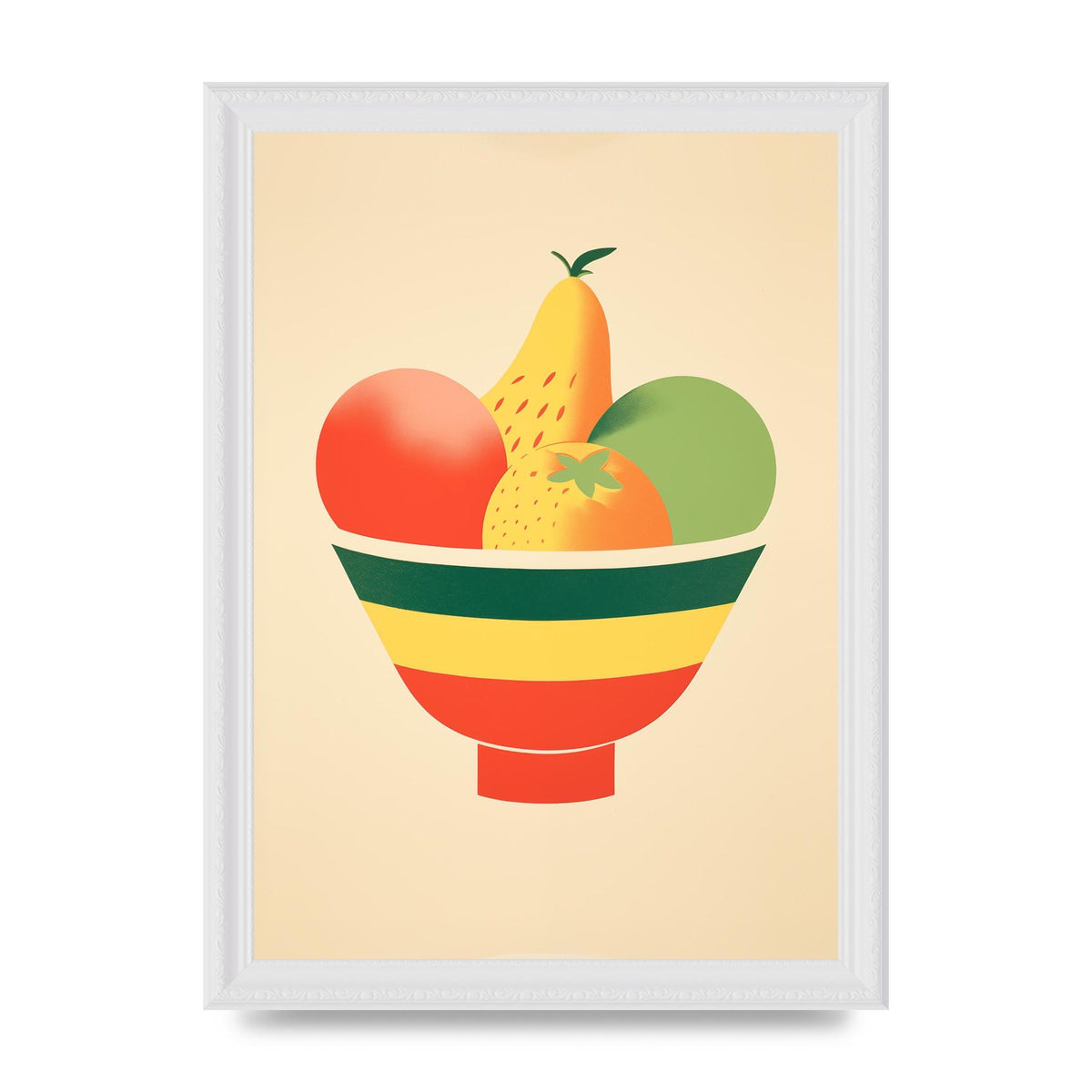 Minimalist Fruit Bowl Risograph Print