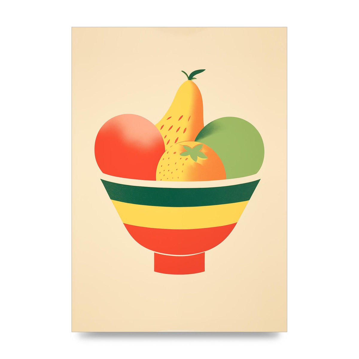 Minimalist Fruit Bowl Risograph Print