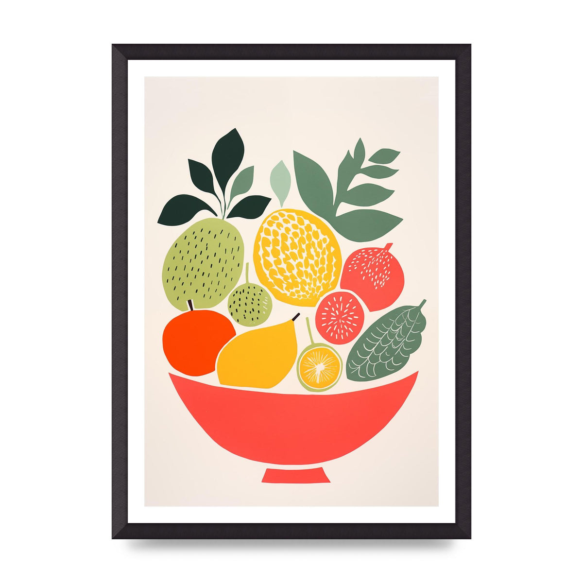 Fruit Bowl Silhouettes Minimalist Riso